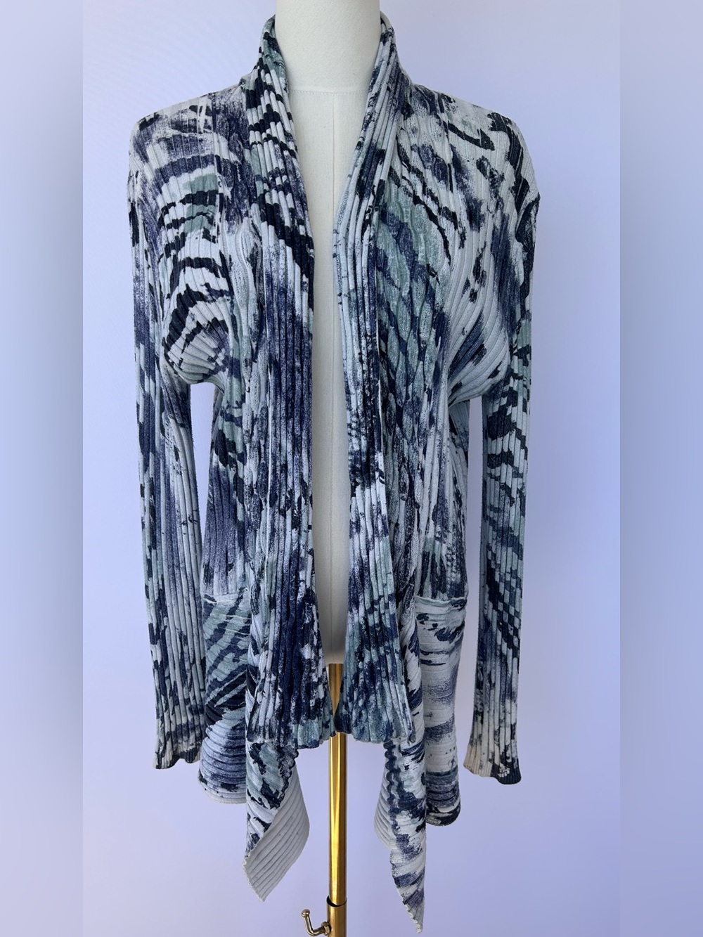 Alberto Makali Women’s Rib-Knit Open-Front Duster Cardigan Size Large